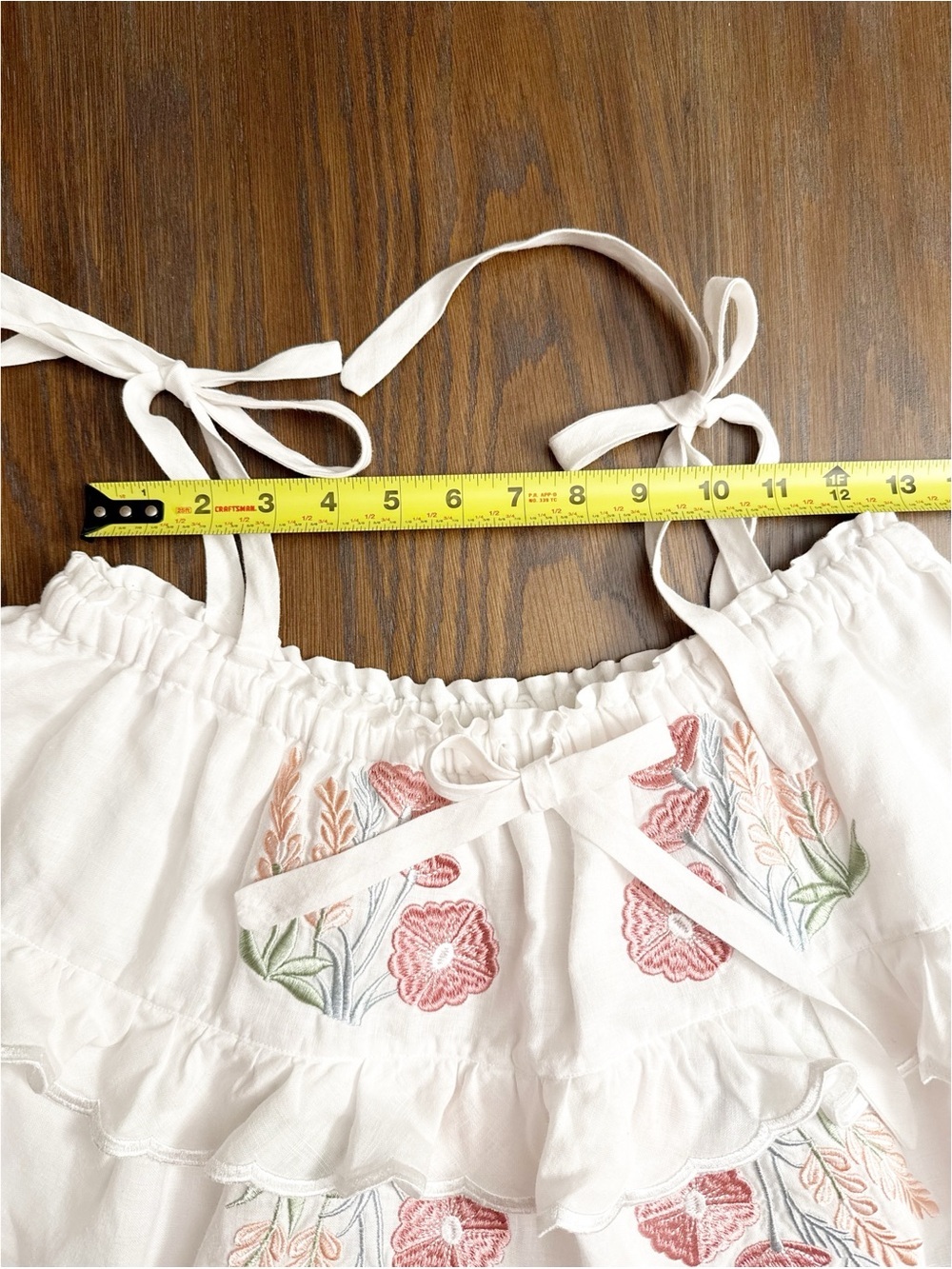 Innika Choo Embroidered Linen Ruffle Cami Top ONE SIZE - Picture 6 of 10